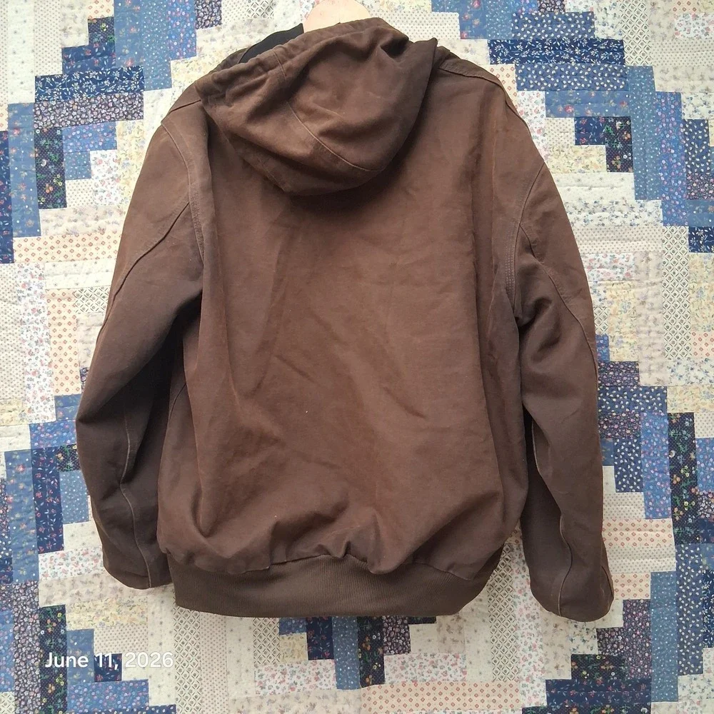 VTG Y2K Carhartt Sandstone Active Jacket J25 DKB Size XL Dekalb Hooded Lined